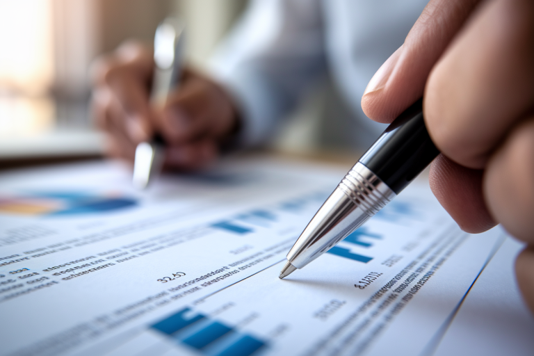 document-financier-stylo-graphique