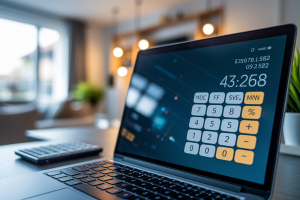 ecran-ordinateur-calculatrice-floue-bureau