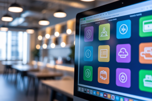 ecran-ordinateur-flou-icones-bureau