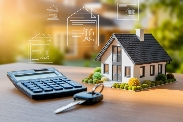 maison-moderne-calculatrice-cles-documents-financiers