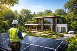 maison-ecologique-technicien-panneau-solaire