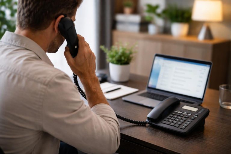 bureau-moderne-personne-telephone-ordinateur