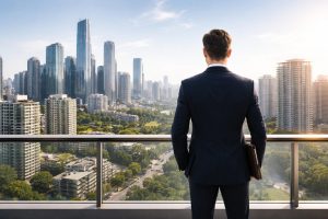 agent-immobilier-balcon-ville-gratte-ciel