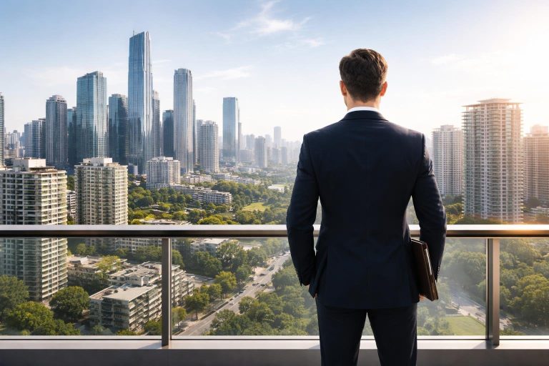 agent-immobilier-balcon-ville-gratte-ciel