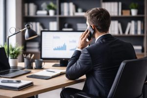 personne-bureau-moderne-telephone-etageres