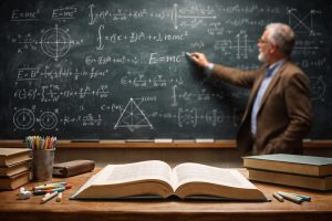 tableau-noir-symboles-mathematiques-professeur